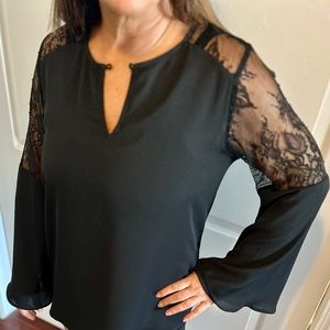 Collective Concepts long sleeve lace women’s dress shirt black size L